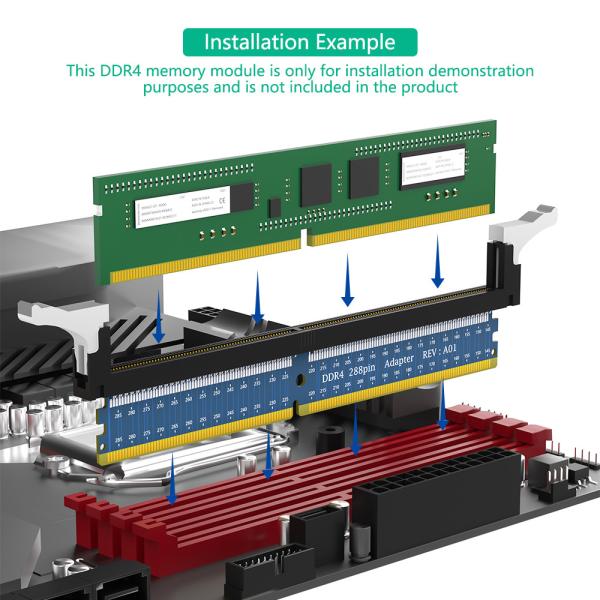 Adaptateur DDR4 288Pin Carte de protection de test de mémoire DDR4 Adaptateur DDR4 Convient pour les cartes mères DDR4 de bureau
