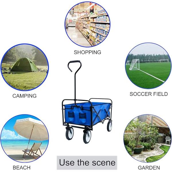 Customized Foldable Wagon Cart Steel Folding Wagon With Practical Hand