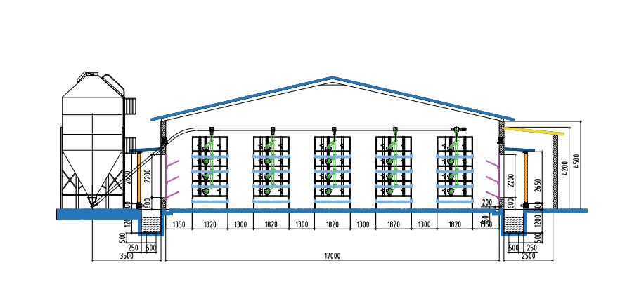 Multi Tier Automatic Bird Harvesting Broiler Chicken Cage