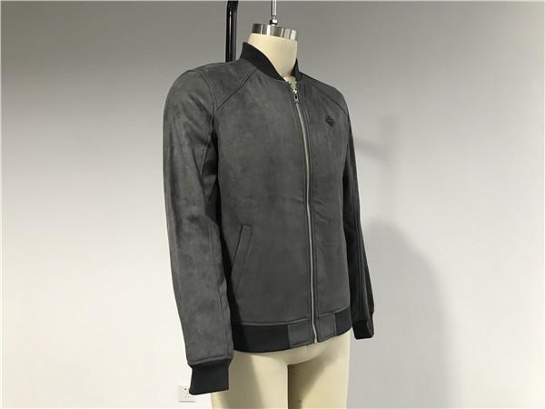 Slim Fit Mock Suede Mens Baseball Jacket With Metal Zip Rib Collar TW66041