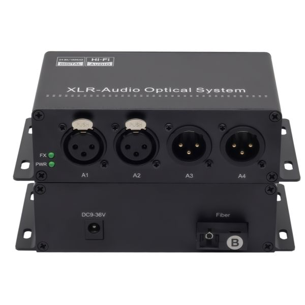 2 Channel Bidirectional XLR Audio Fiber Converter 2 Way Analog Audio Over Fiber Extender