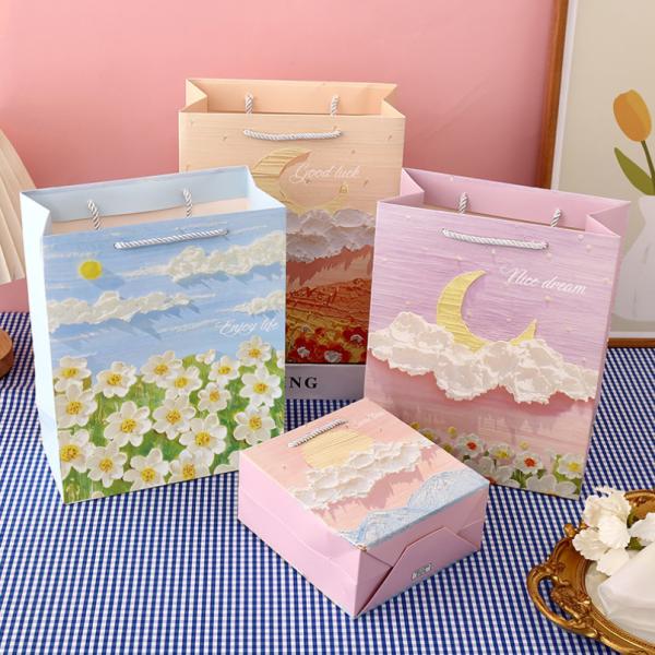 Customized Kraft Art Gift Paper Packaging Bag Personalized Pink Small Packaging Hand Held