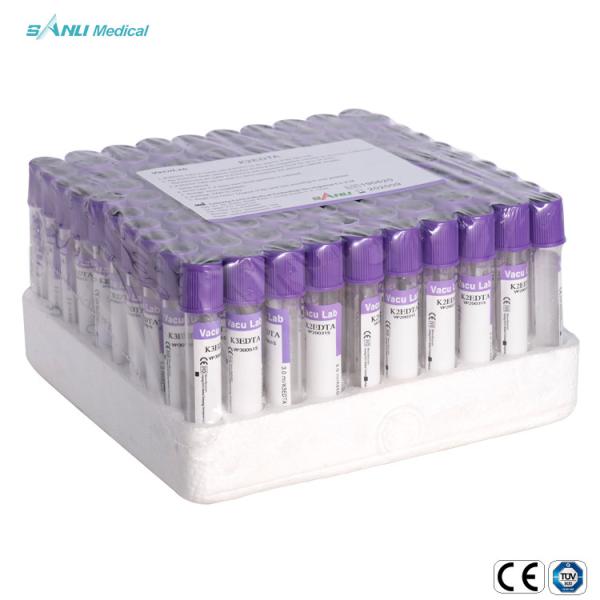 EDTA K2/K3 PET Vacuum Tube CE Approved For Medical Examination 13*100 16*100