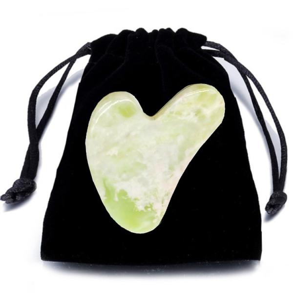 Green Jade Guasha Stone Facial Neck Body Massage Scraping Tool for Face and Body Logo