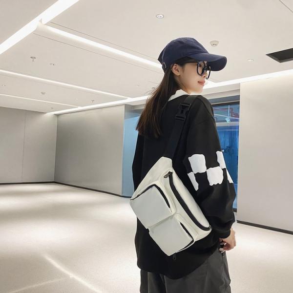 Simpatía Sport Casual Bolso de pecho de hombro bolso de cintura de nylon impermeable para hombres mujeres