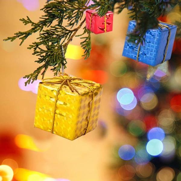Xmas Tree Foil Mini Gift Box Ornaments Hanging Decorations