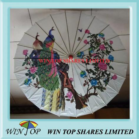 Peacock on tree Chinese Painting parasol