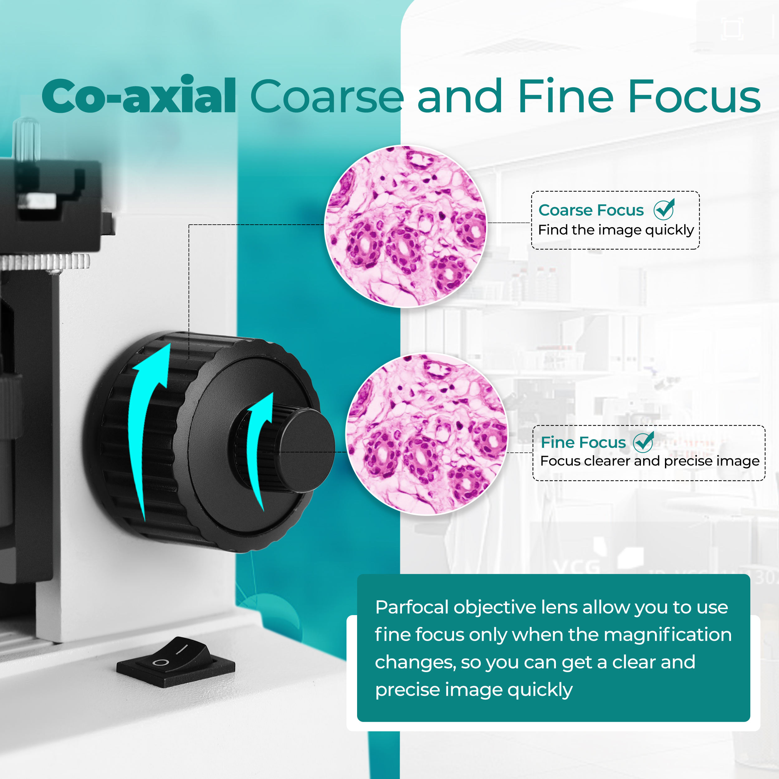 Monocular Biological Microscope with 100X Oil Lens for School Student Lab Use Achromatic Objectives