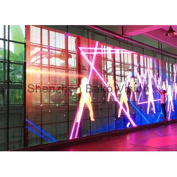 Aluminum Panel Transparent Glass Led Display , P10 See Through Led Screens 1920 Hz
