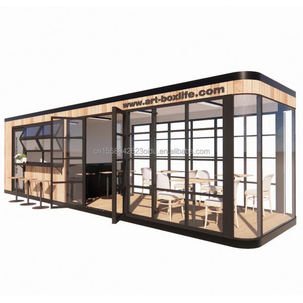 Cuadro de acero acero galvanizado doblado 180g Diseño moderno 20ft 40ft Prefab Container Casa para cafeterías móviles Restaurantes