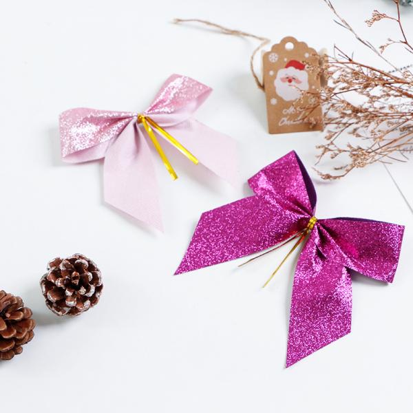 Сверкающая ленточная лука для вечеринки, самоклеящаяся подарочная коробка луки для рождественского украшения