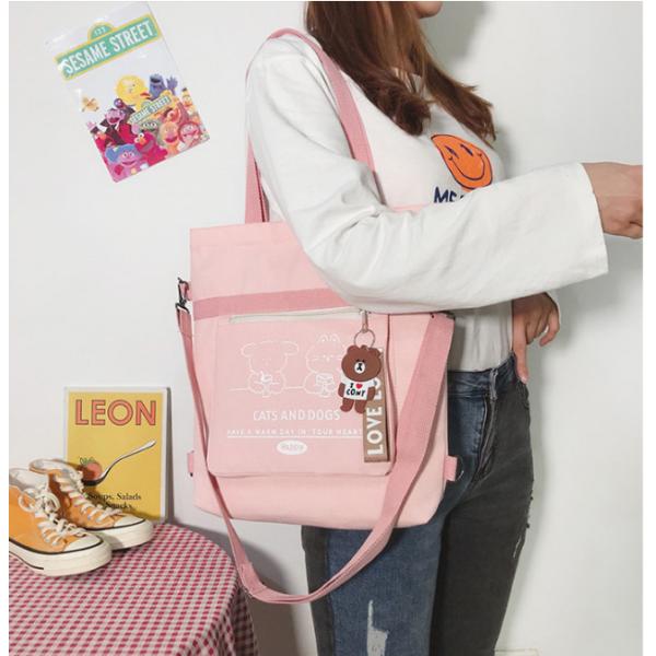 new fashion canvas tote customize color size women shopping bag multi function canvas backpacks handbags