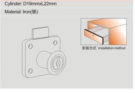 Iron Material Furniture Cabinet And Drawer Locks 19xL22mm Zinc Plated Finish