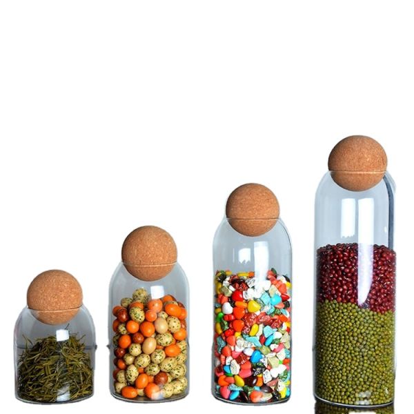 Anti Deform Borosilicate Glass Spice Jar Storage Bottle With Waterproof Cork Stopper