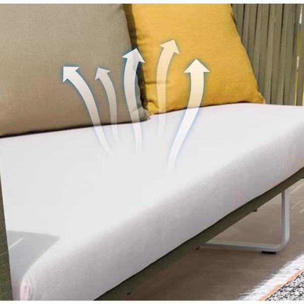 Outdoor Sofa Rattan Woven Patio Garden Furniture Weatherproof Sun / Rain Lounge Chair Balcony Relaxation Set with Coffee Table