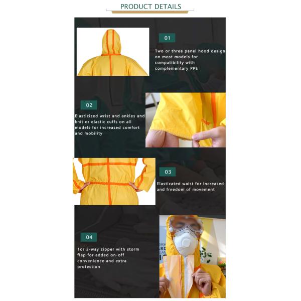 Yellow Type 3 Disposable Coverall Pp Pe Coated Heavy Industry For Oil