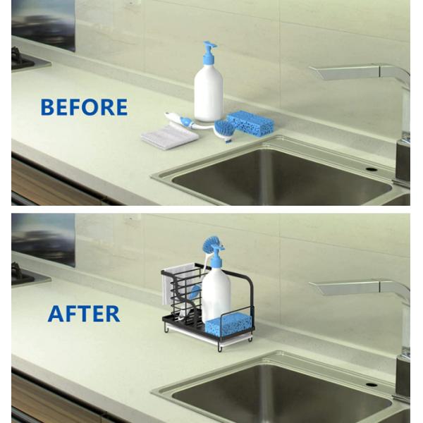 Kitchen Sink Caddy Counter Organizer Stainless Steel Sponge Holder