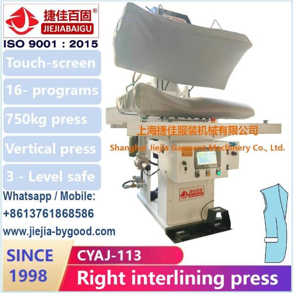 Blazer suit jacket interlining foreparts underpressing vertical press machine Touch Screen PLC