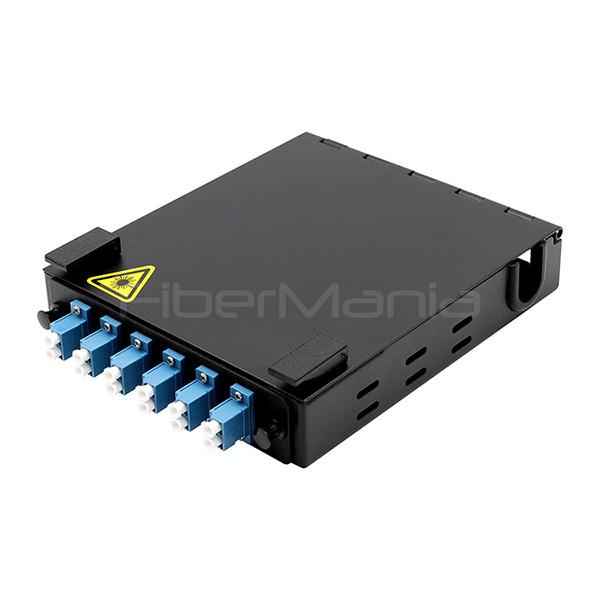 Emballage en fibres murales avec module d'épissage et panneau d'adaptateur LGX LC/UPC à 6 ports