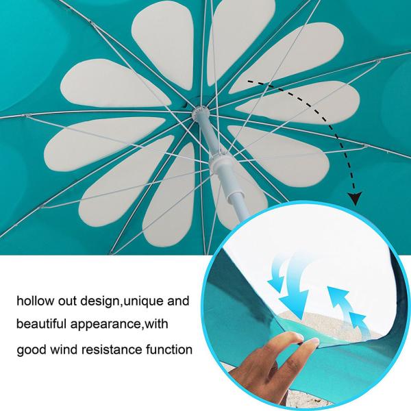 7ft 10 Ribs Windproof Beach Outdoor Patio Umbrella Steel Pole