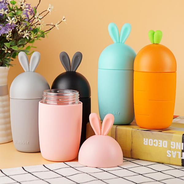 os desenhos animados 300ml deram forma a crianças a garrafa de água de vidro da garrafa de água, do vidro e do silicone