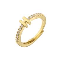 o ouro 18K chapeou a letra inicial Diamond Ring Adjustable 925 faixas de Sterling Silver Zircon Alphabet Rings
