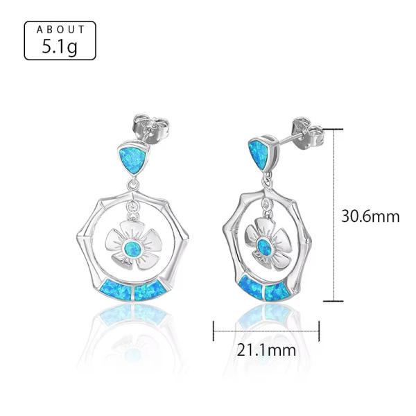 Custom S925 Sterling Blue Opal Necklace Silver Pendant Jewellery