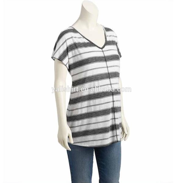 Domain Sleeve Jacquard Back Tie V Neck Maternity Top / Maternity Summer Wear
