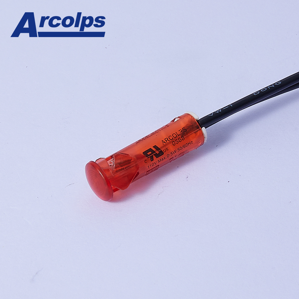 Robust Plastic IP65 Indicator Light Neon LED 12V 24V 110V 220V Red Amber Green