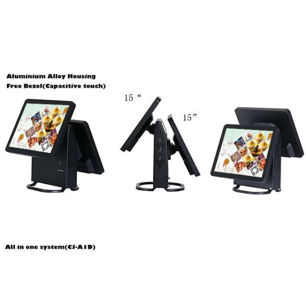 Windows Linux OS All In One PC POS / Dual Touch Screen Cash Register With Black Color
