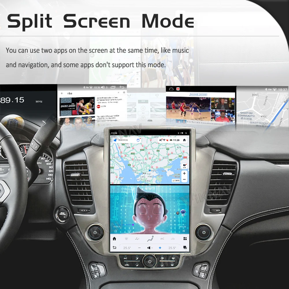 Авторадио для Chevroler Suburban Tahoe GMC Yukon (2014-2020) 14,5 дюйма Android 13 Мультимедийный навигационный плеер GPS