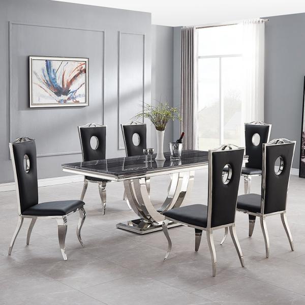 2m de longitud de lujo de mármol de acero inoxidable cuadrado mesa de comedor OEM ODM