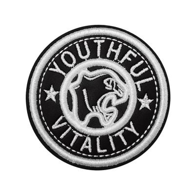 Washable 3D Embroidered Badge Patches Leather Material For Clothing