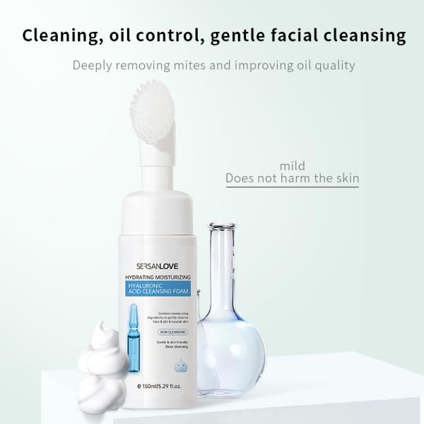 Marque privée Vegan Amino Acid Cleansing Mousse éliminer le maquillage hydratant lavage du visage Rose mousseuse nettoyant le visage