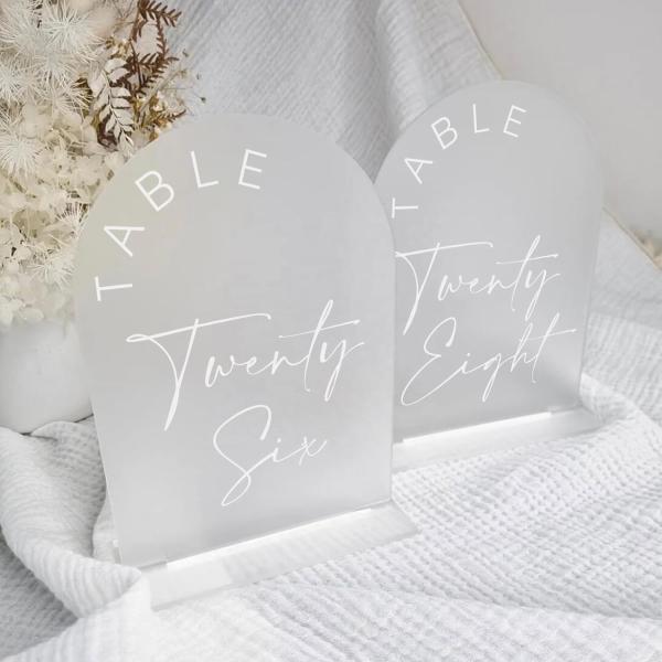 Acrylic transparent arch semicircle digital Place card DIY blank party decorations wedding table card Document camera card