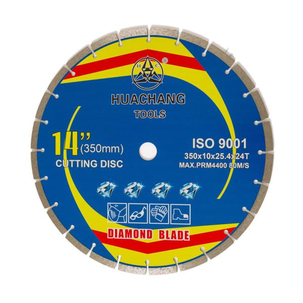 Горячая пресса	350×2.2/3.2×10×25.4×24T спекло поделенный на сегменты диамант для лезвия	Гранит, мрамор, бетон и кирпич