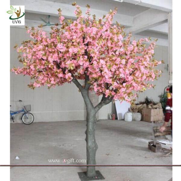 UVG Wooden fake silk cherry blossom trees in white flowers use for table centerpieces