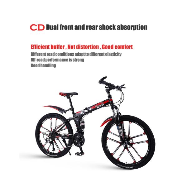 Noir Rouge/Blanc Bleu/Noir Argent/Blanc Vert Vélo de montagne pliable Pleine suspension 24/26/29 pouces Vélo en acier au carbone