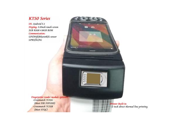 Rugged Mobile Device with Two Functions of Thermal Printer and Fingerprint Reader