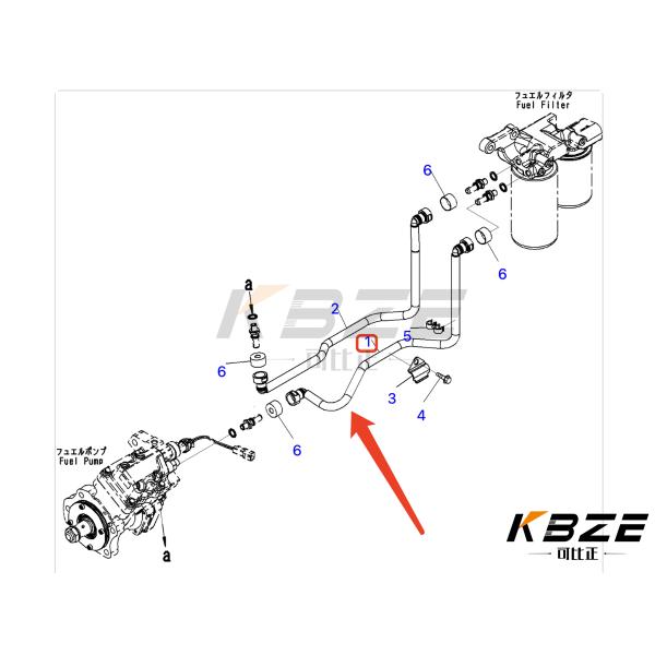 6745-71-5110 6745715110 KOMATSU PC300-8 FUEL FILTER PIPING REPLACEMENT FOR SAA6D114E-3