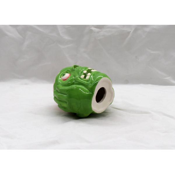 Green Skull Style Kids Ceramic Bank Dolomite For Halloween Promotional