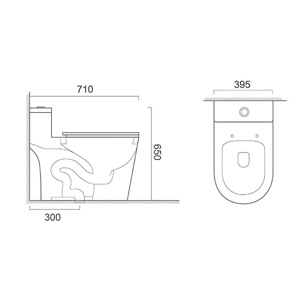 Stain Resistant One Piece White Toilets Compact Siphonic Toilet 395x710x650mm Orin OR82106