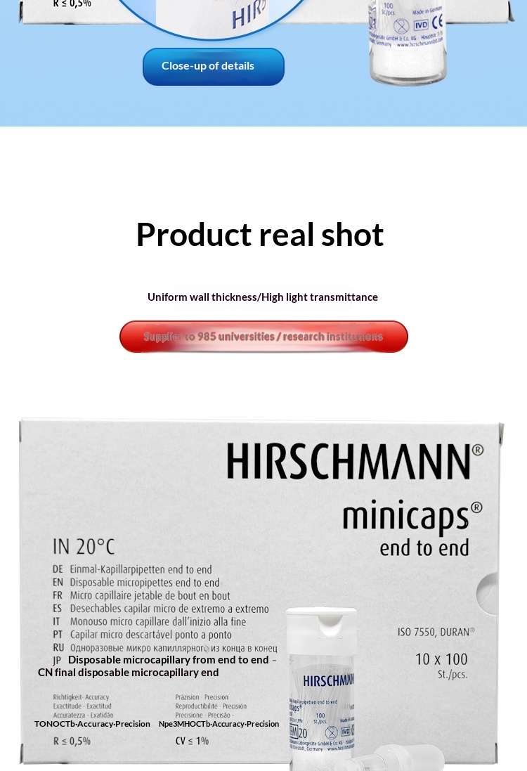 Quantitative Capillary Micro Pipettes 1ul/2ul/3ul/4ul/5ul/10ul/100 Pieces Material None Made in China