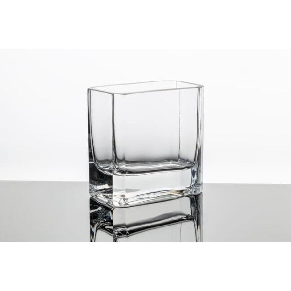 Hand Blown Home Decoration Glass 4 Inch Height Mini Rectangular Clear Glass Vase
