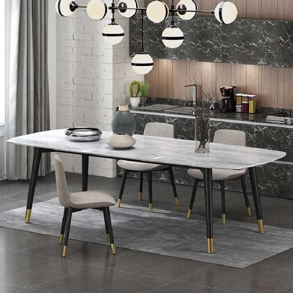 OEM Luxury Dining Table And Chair Set Sintered Stone Top Nordic Style
