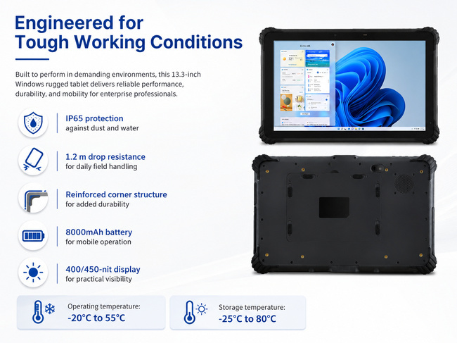 Field Inspection Tablet 13.3 Inch for Industrial Monitoring Visual Review and Site Reports