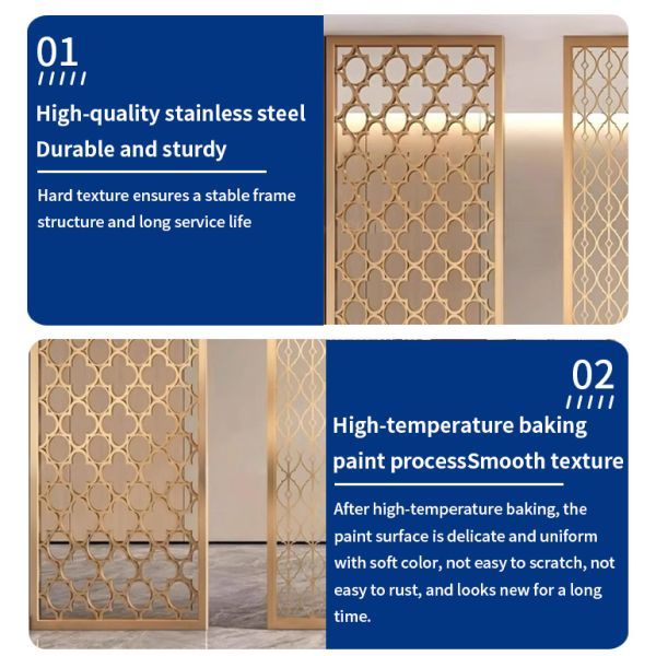 Gold Metal Laser Cut Room Dividers For Bedroom Contemporary And Functional