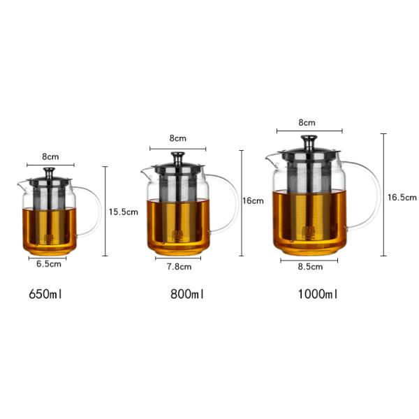 SS Removable Infuser Handcrafted Borosilicate Glass Teapot