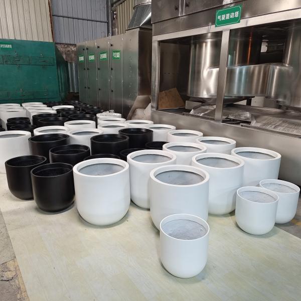 China Wholesale Round Shape Fiberglass Flower Pots GRP Planter Box For Outdoor Indoor Decor