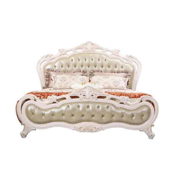 Luxury Fabric Bed Sets of Ivory White wooden Furniture in high quality brands from China factory for Villa house
